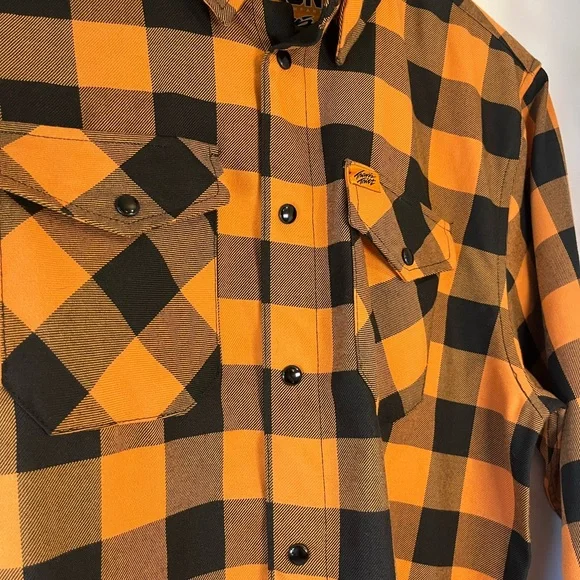 DIXXON Men's Bold Orange and Black Checkered Flannel - Picture 3 of 5